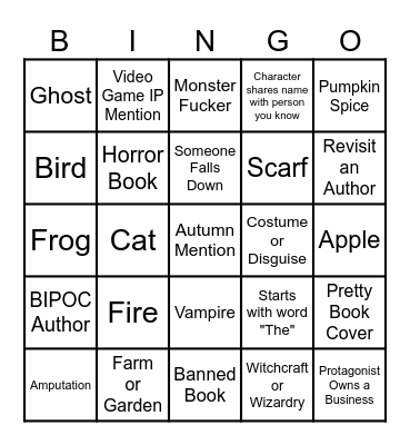 Autumn 2026 Book Bingo Card