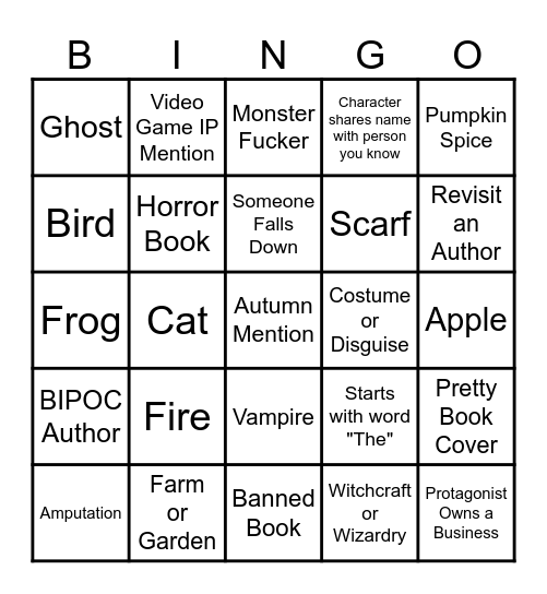 Autumn 2026 Book Bingo Card