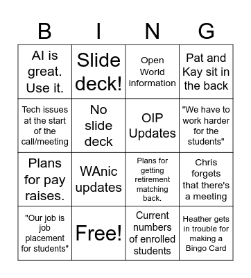 All Hands - Fall 2026 Bingo Card