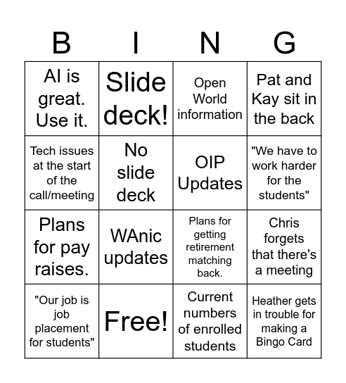 All Hands - Fall 2026 Bingo Card