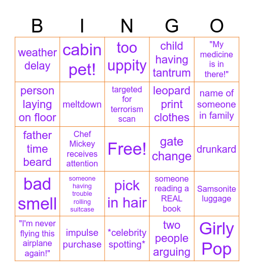 disney Bingo Card