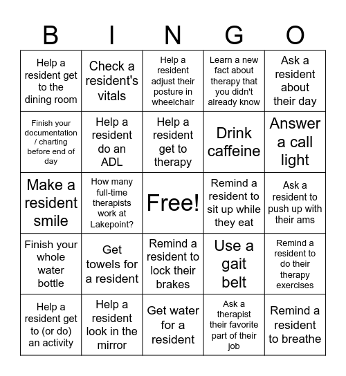 Happy Rehab Week! Bingo Card