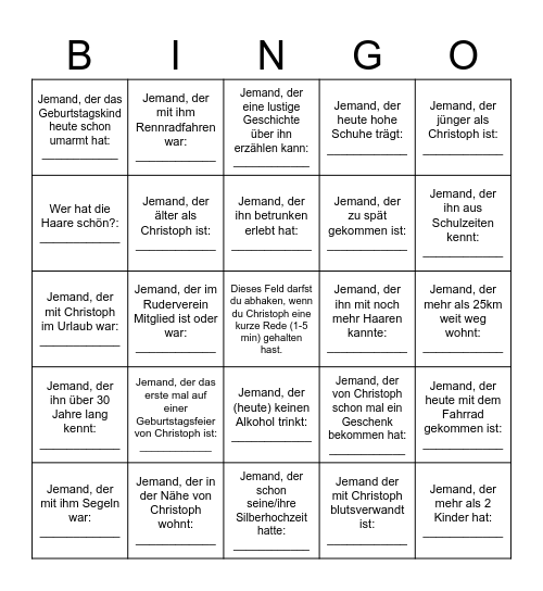 Christophs Gäste Bingo Card