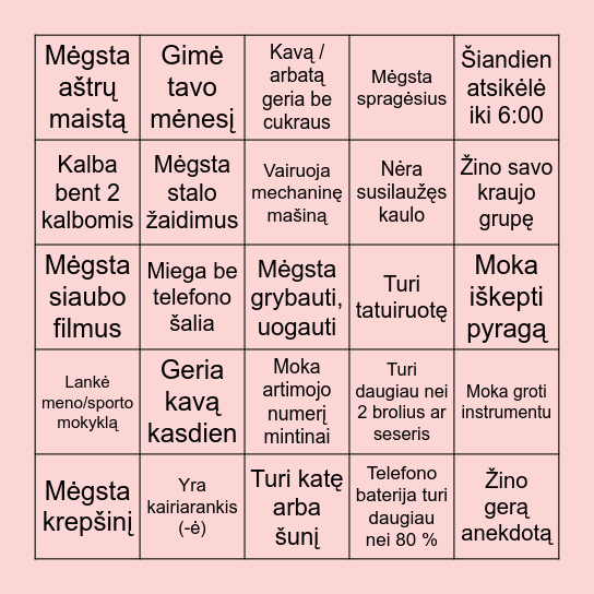Surask tą, kuris Bingo Card