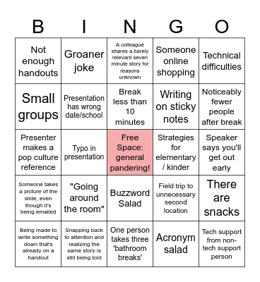 Pro-D Bingo Card
