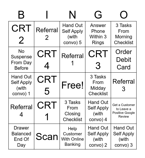 Brown Deer Bingo Card