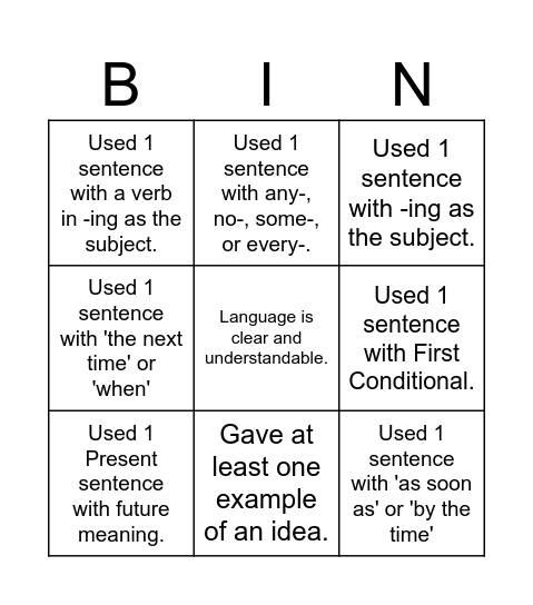 Project Bingo Card