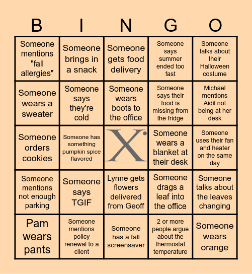 AXiA Fall Bingo 2026 Bingo Card