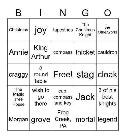 Merlin Mission #1 - Christmas in Camelot Bingo Card