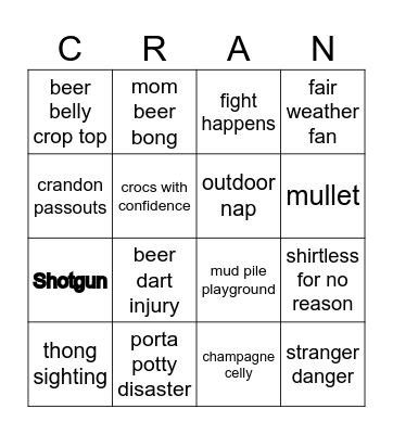Crandon Bingo Card