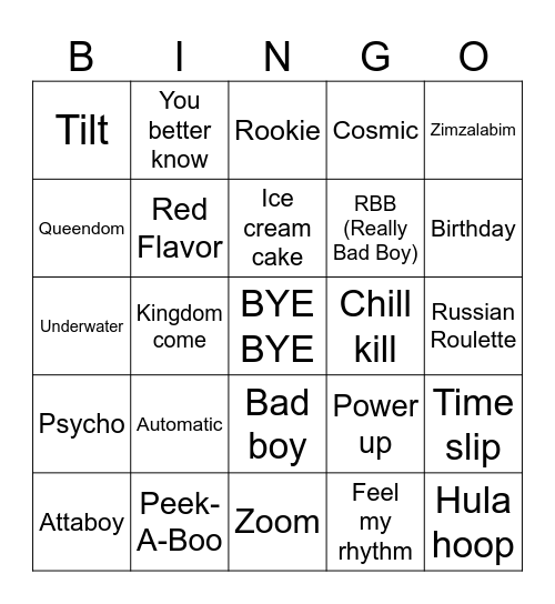 Red Velvet Music Bingo Card