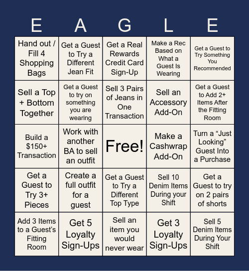 Labor Day Weekend EAGLE Card! Bingo Card