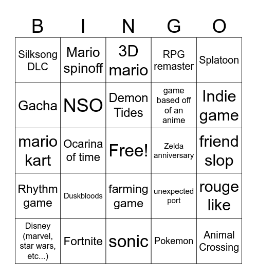 September direct 2026 Bingo Card