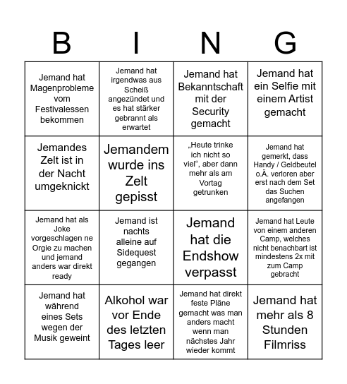 Decibel 2026 Bingo Card