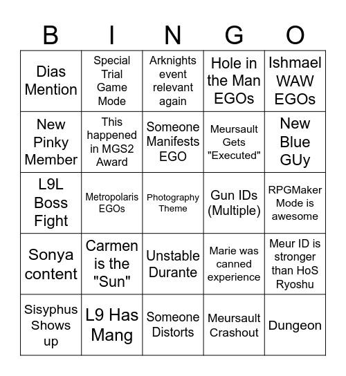 Canto 10 Bingo Card