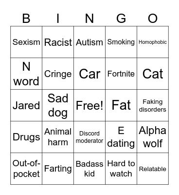 Instagram bingo Card