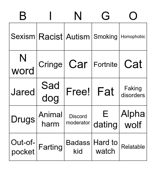Instagram bingo Card
