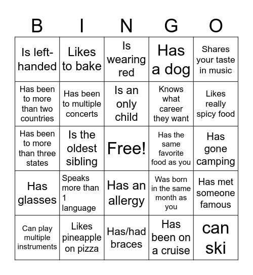 Icebreaker Bingo: Find Someone Who Bingo Card
