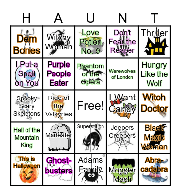 Halloween Songs Bingo! Bingo Card