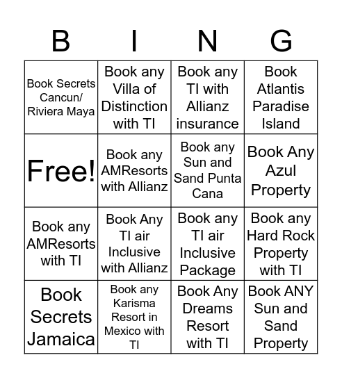 Travel Impressions Bingo! Bingo Card