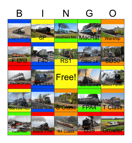 The Tennessee Valley Railroad Museum and other Heritage Railroads that I can ride with PWP besides the Niabi Zoo one day Bingo Card