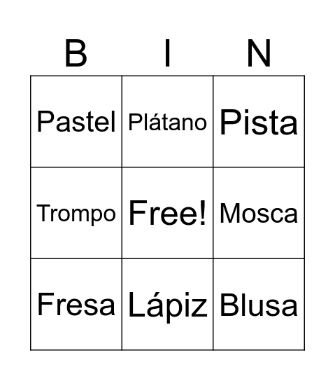 Sílabas Bingo Card