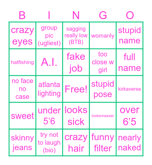 SWIPINGGG Bingo Card
