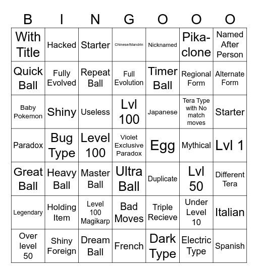 Untitled Bingo Card