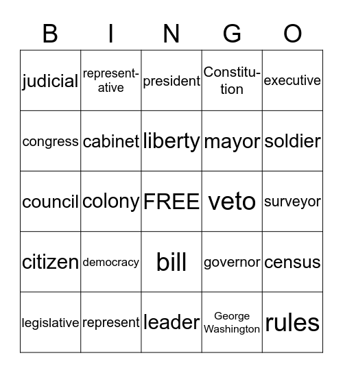 U.S. GovernmentGeorge  Bingo Card