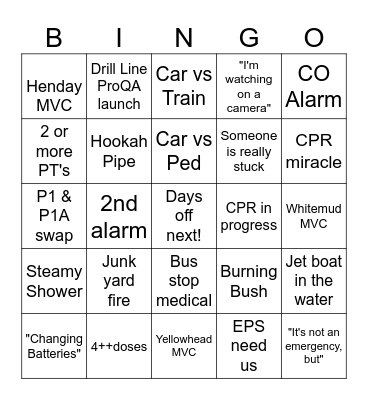 Last Call Bingo Card