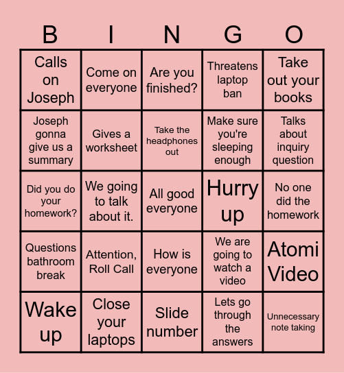 Investigating Science - Mrs Sharma Edition Bingo Card