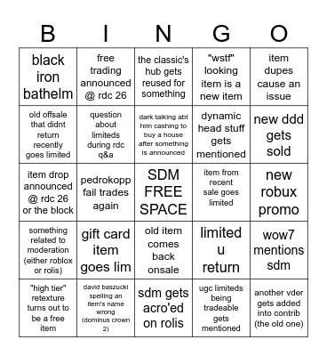 0RCL's B&C DISTRACTIONS BINGO (september 2026) Bingo Card