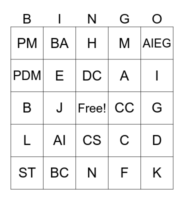 SCS Bingo Card