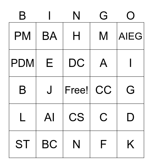 SCS Bingo Card