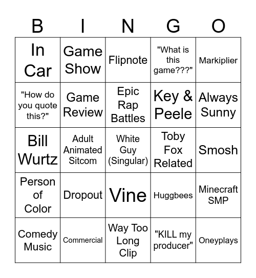 Stim Comp Bingo Card