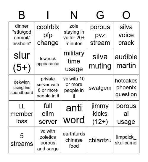 109131325 Bingo Card