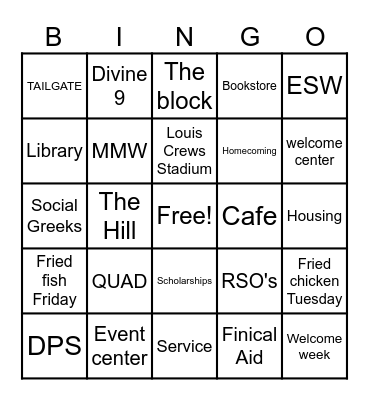PAA Bingo Card