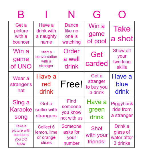 Natane's 21st Birthday Bingo Card