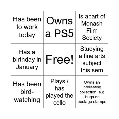 Find Someone Who... Bingo Card