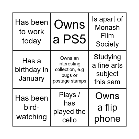 Find Someone Who... Bingo Card