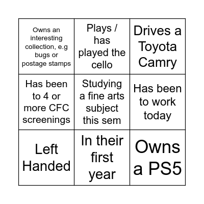 Find Someone Who... Bingo Card