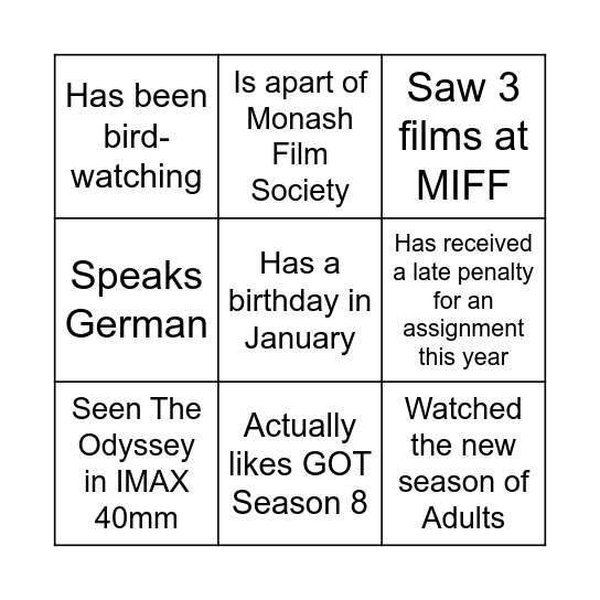 Find Someone Who... Bingo Card