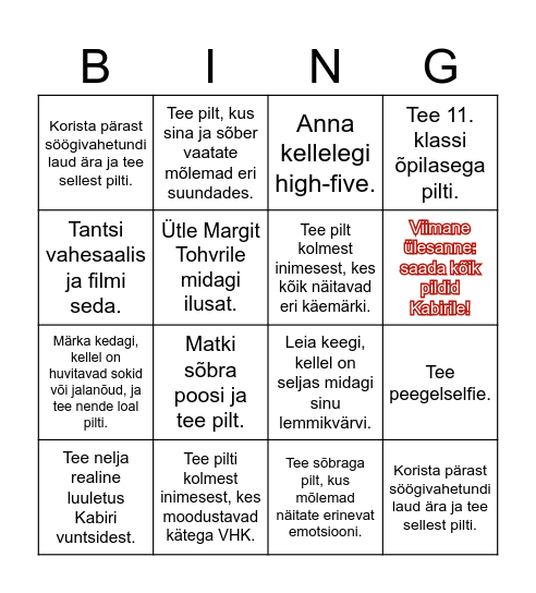 VHK rebase bingo Card