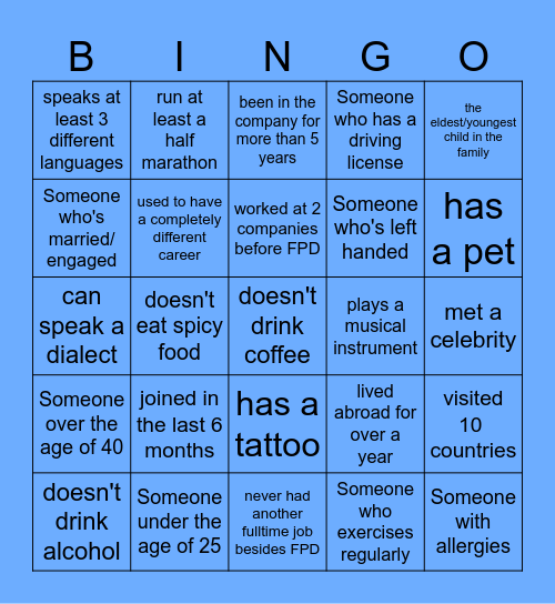 FPD Bingo Card