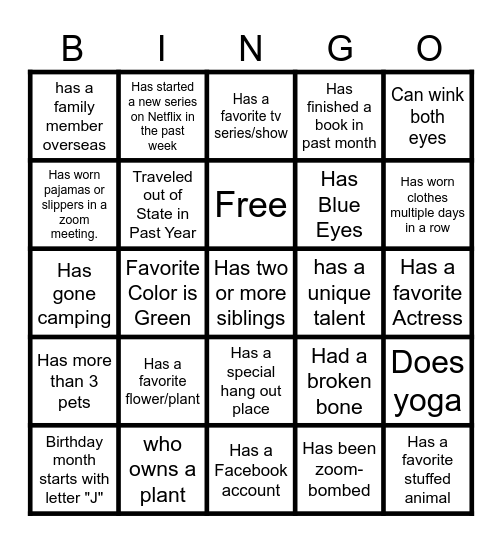 Ice-Ice Breaker! Bingo Card