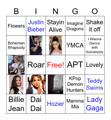 Musical Bingo Card
