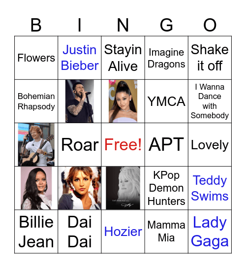 Musical Bingo Card