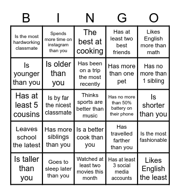 Find Someone Who... Bingo Card
