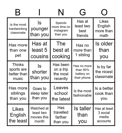 Find Someone Who... Bingo Card