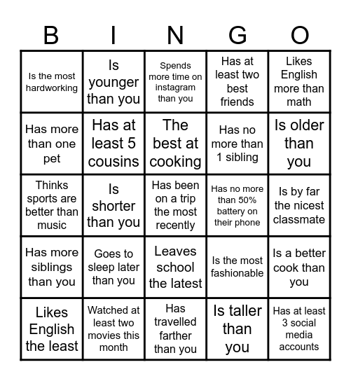 Find Someone Who... Bingo Card